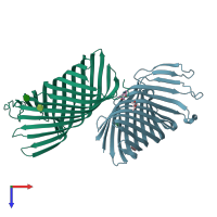 PDB entry 1i78 coloured by chain, top view.