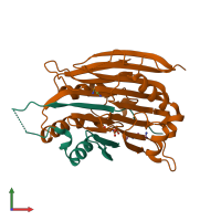 PDB entry 1i7c coloured by chain, front view.