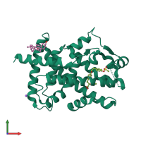 PDB entry 1i7g coloured by chain, front view.