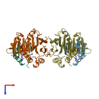 PDB entry 1i7m coloured by chain, top view.