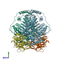 PDB entry 1i7q coloured by chain, side view.