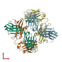 PDB entry 1i7z coloured by chain, front view.