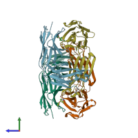 PDB entry 1i7z coloured by chain, side view.