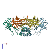 PDB entry 1i7z coloured by chain, top view.