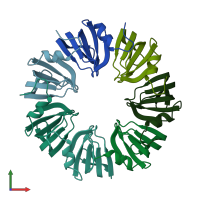 PDB entry 1i81 coloured by chain, front view.