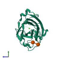 PDB entry 1i82 coloured by chain, side view.