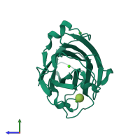 PDB entry 1i8a coloured by chain, side view.