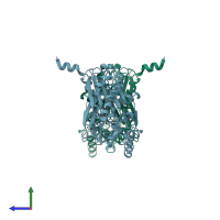 PDB entry 1i8b coloured by chain, side view.