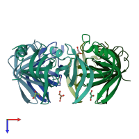 PDB entry 1i8f coloured by chain, top view.
