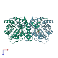 PDB entry 1i8j coloured by chain, top view.