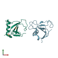 PDB entry 1i8v coloured by chain, front view.