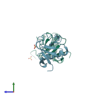 PDB entry 1i8v coloured by chain, side view.
