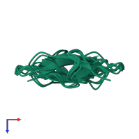 PDB entry 1i8x coloured by chain, ensemble of 10 models, top view.