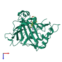 PDB entry 1i91 coloured by chain, top view.