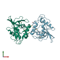 PDB entry 1i9a coloured by chain, front view.