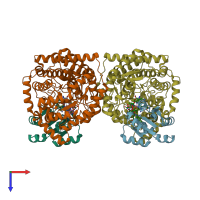 PDB entry 1i9c coloured by chain, top view.