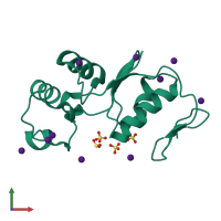 PDB entry 1i9d coloured by chain, front view.