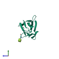 PDB entry 1i9e coloured by chain, side view.