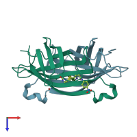 PDB entry 1i9h coloured by chain, top view.