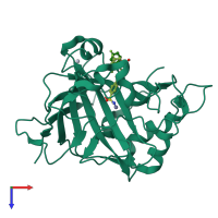 PDB entry 1i9m coloured by chain, top view.