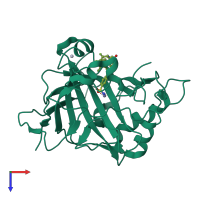 Monomeric assembly 1 of PDB entry 1i9o coloured by chemically distinct molecules, top view.