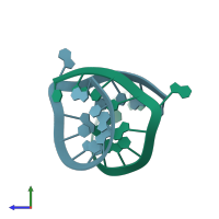 PDB entry 1i9x coloured by chain, side view.