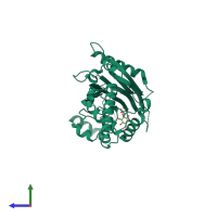 PDB entry 1i9z coloured by chain, side view.