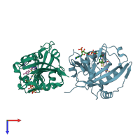 PDB entry 1ia2 coloured by chain, top view.