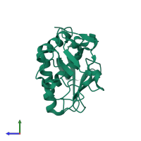 PDB entry 1iad coloured by chain, side view.