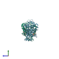 PDB entry 1iah coloured by chain, side view.