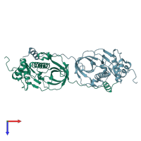 PDB entry 1iaj coloured by chain, top view.