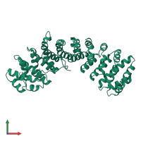 PDB entry 1ial coloured by chain, front view.