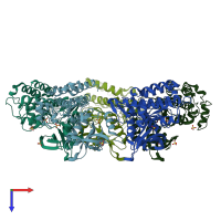PDB entry 1ias coloured by chain, top view.