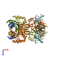 PDB entry 1iaw coloured by chain, top view.