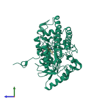 PDB entry 1iay coloured by chain, side view.