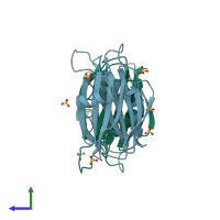 PDB entry 1iaz coloured by chain, side view.