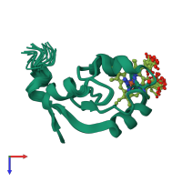 PDB entry 1ib7 coloured by chain, ensemble of 20 models, top view.