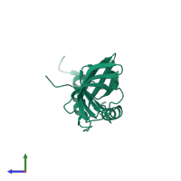 PDB entry 1ib8 coloured by chain, side view.