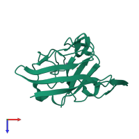 PDB entry 1ibb coloured by chain, top view.