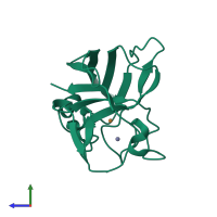 PDB entry 1ibh coloured by chain, side view.