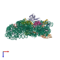 PDB entry 1ibk coloured by chain, top view.