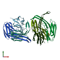 PDB entry 1ic0 coloured by chain, front view.