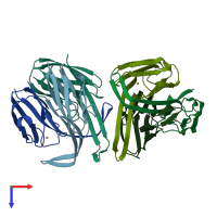 PDB entry 1ic0 coloured by chain, top view.