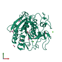 PDB entry 1ic6 coloured by chain, front view.