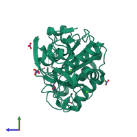 PDB entry 1ic6 coloured by chain, side view.