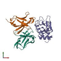 PDB entry 1ic7 coloured by chain, front view.