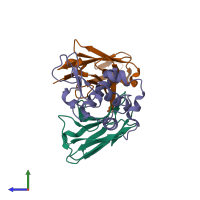 PDB entry 1ic7 coloured by chain, side view.