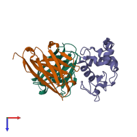 PDB entry 1ic7 coloured by chain, top view.