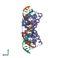 Hetero tetrameric assembly 1 of PDB entry 1ic8 coloured by chemically distinct molecules, side view.