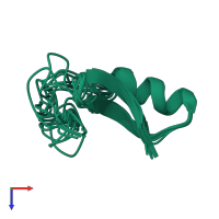 PDB entry 1ica coloured by chain, ensemble of 10 models, top view.